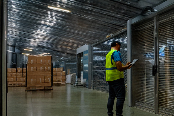 High-security logistics facility with advanced monitoring systems